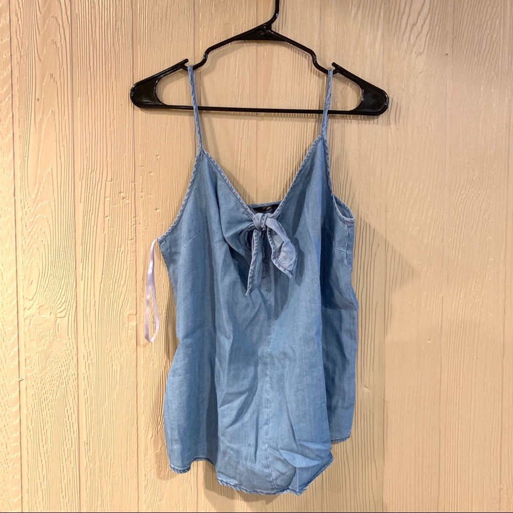 NWT Denim Bow Sleeveless Top